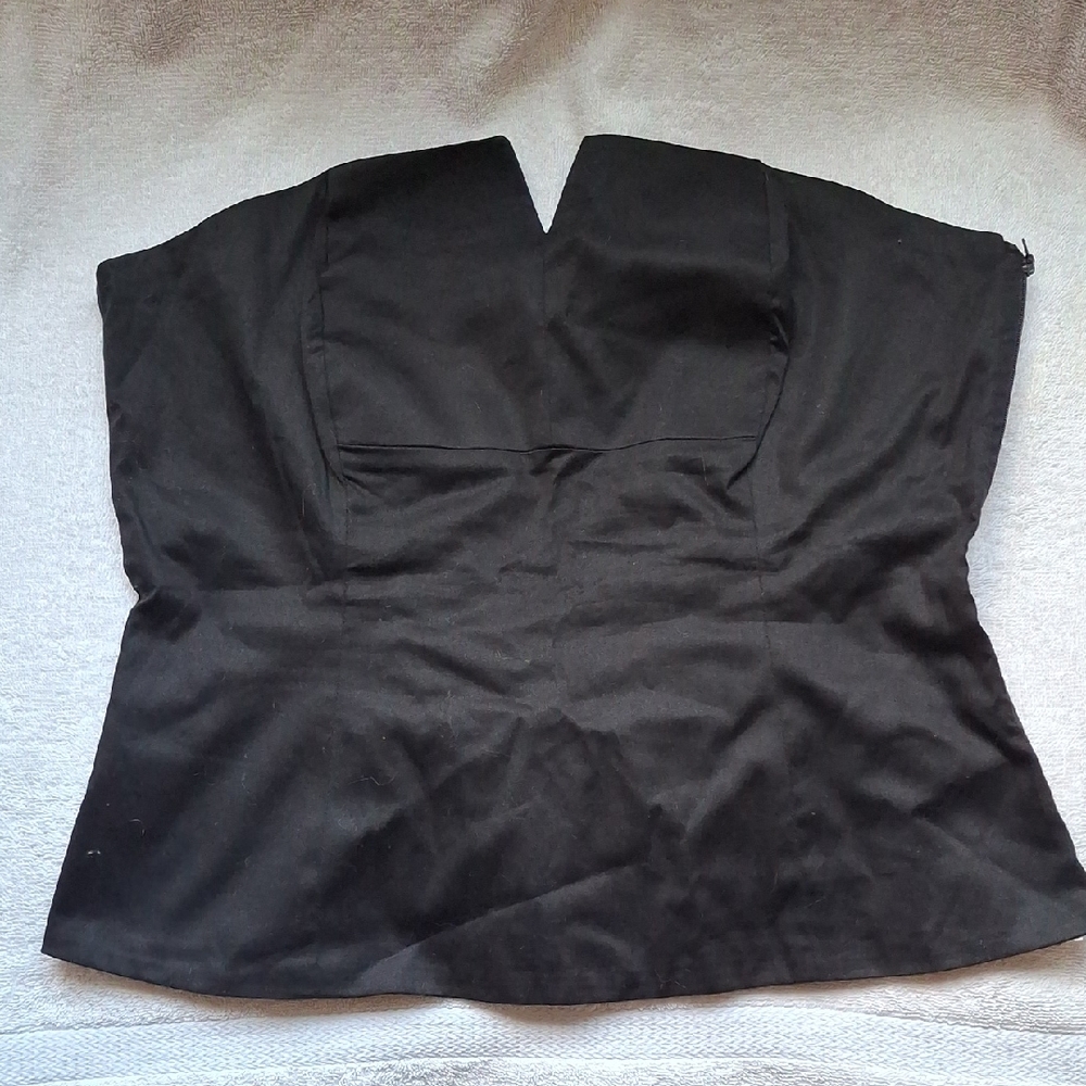 AND Black Women's Bustier Strapless Top Cotton Sz L V-neck Good Condition